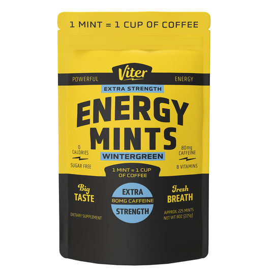 Viter Energy Extra Strength Mints bag front for on-the-go energy.