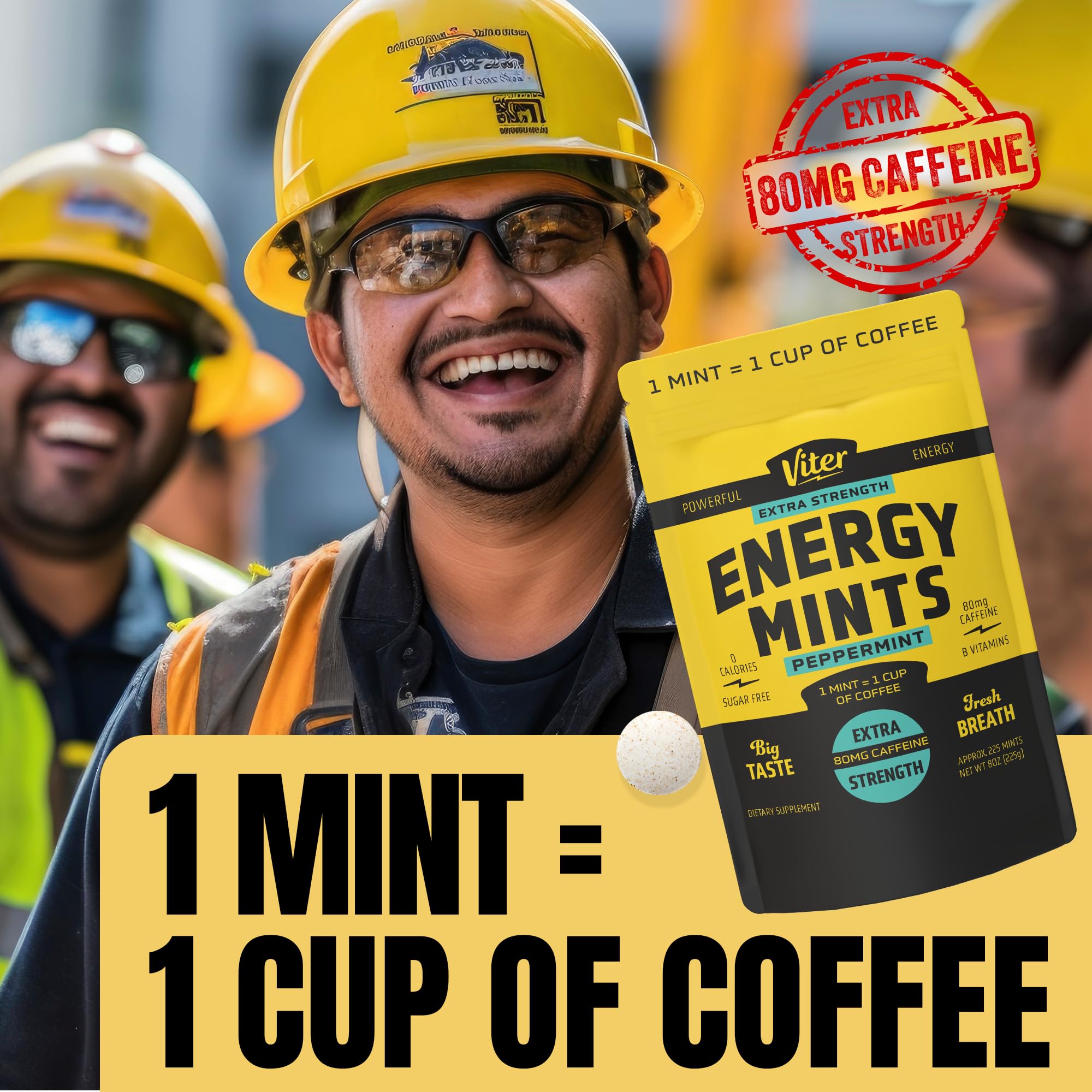 Viter Energy mint texture showing bold flavor and fast absorption.