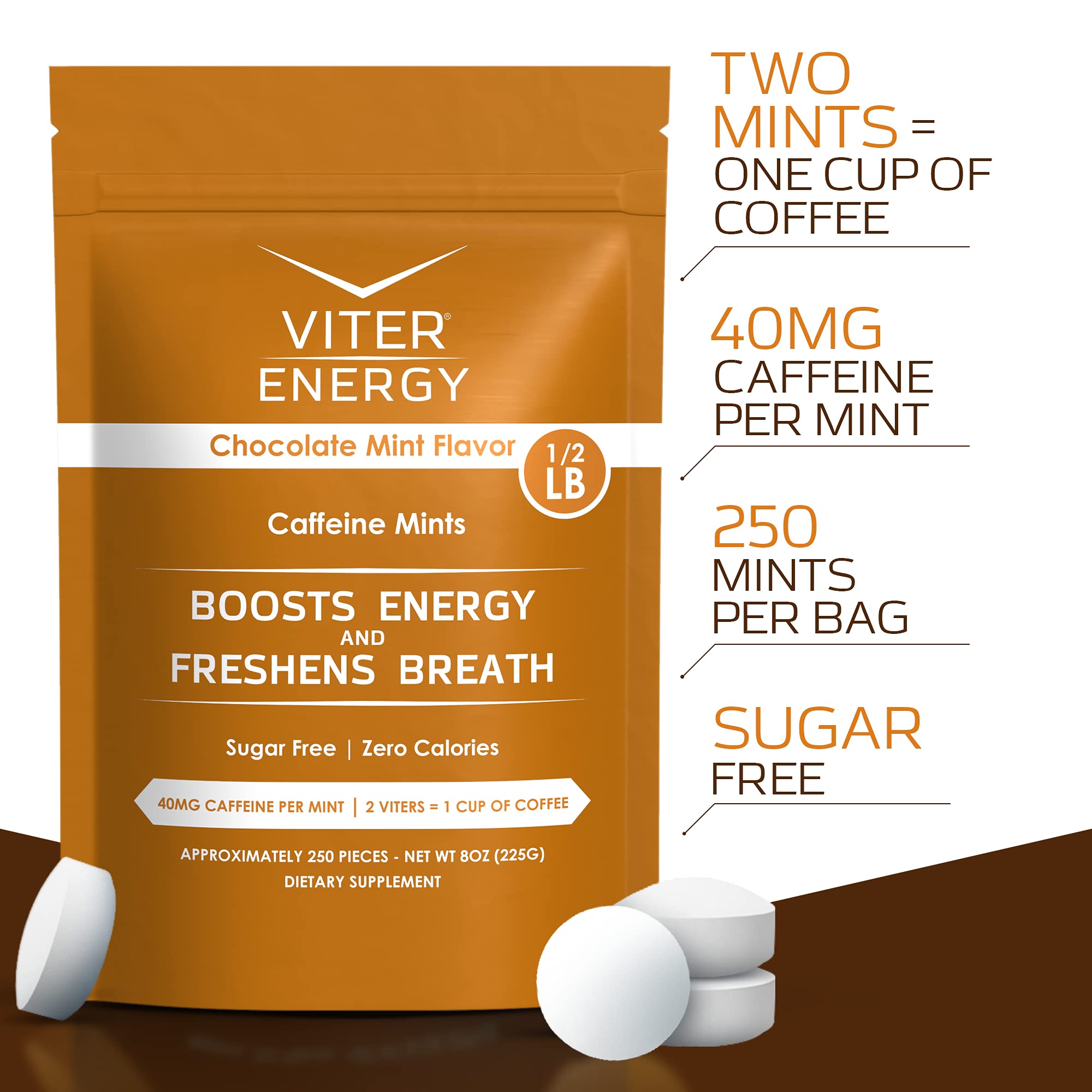 Viter Energy chocolate mint close-up shows rich flavor and energy.