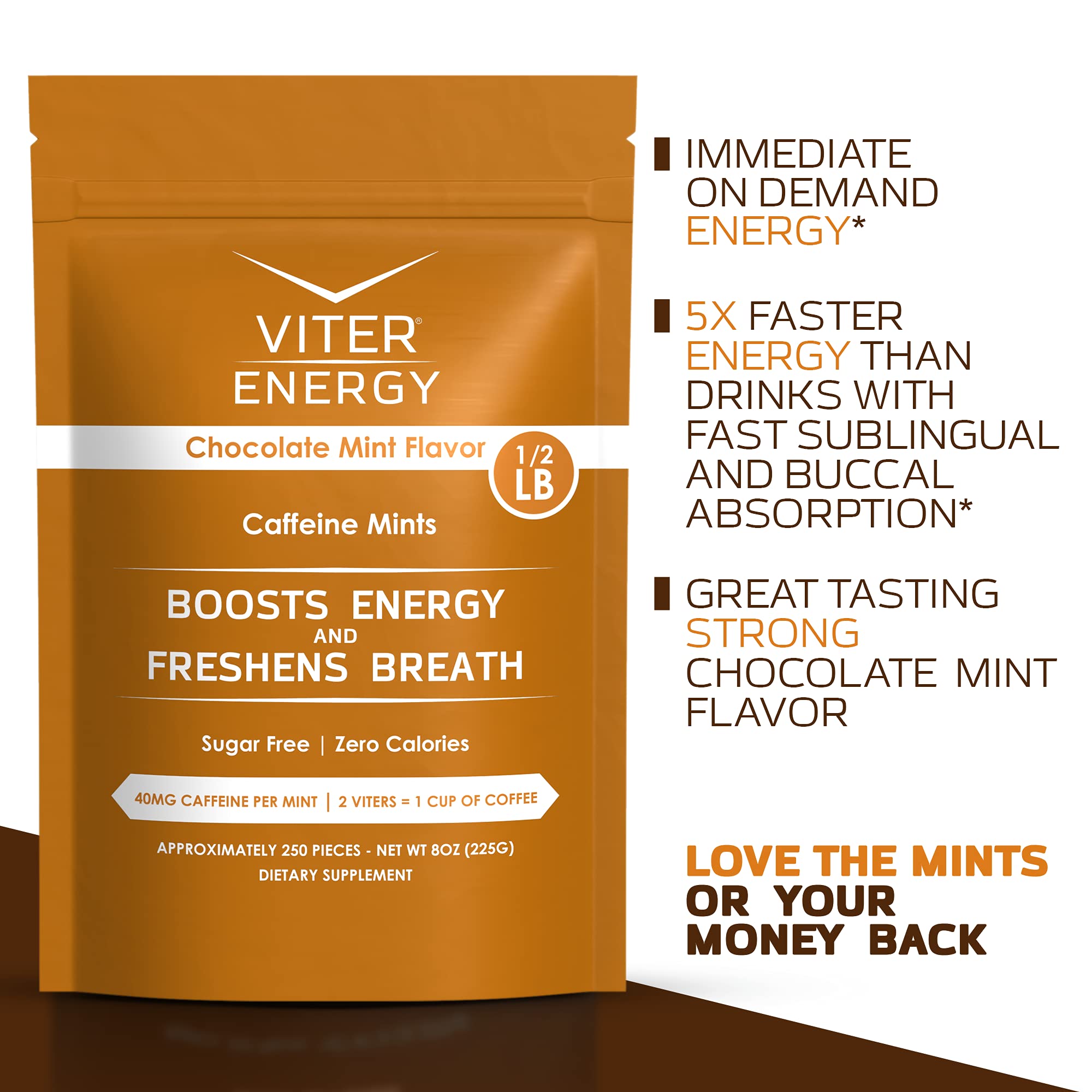 Viter Energy packaging front label highlights vegan, sugar-free formula.