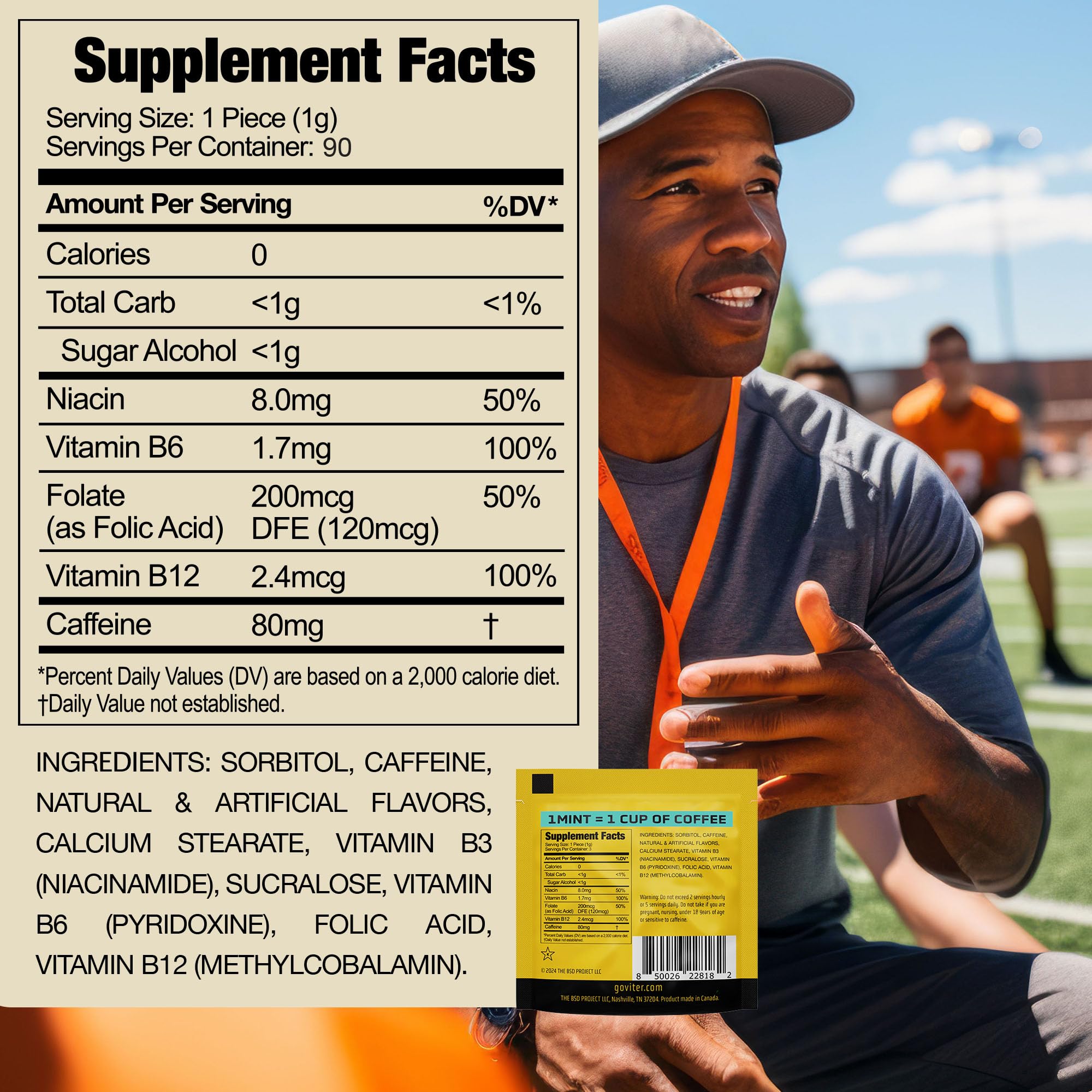 Viter Energy sugar free vegan mint supports clean energy