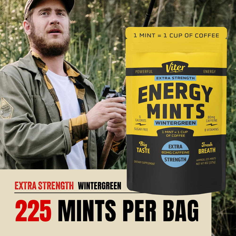 Viter Energy wintergreen flavor close-up with refreshing taste.