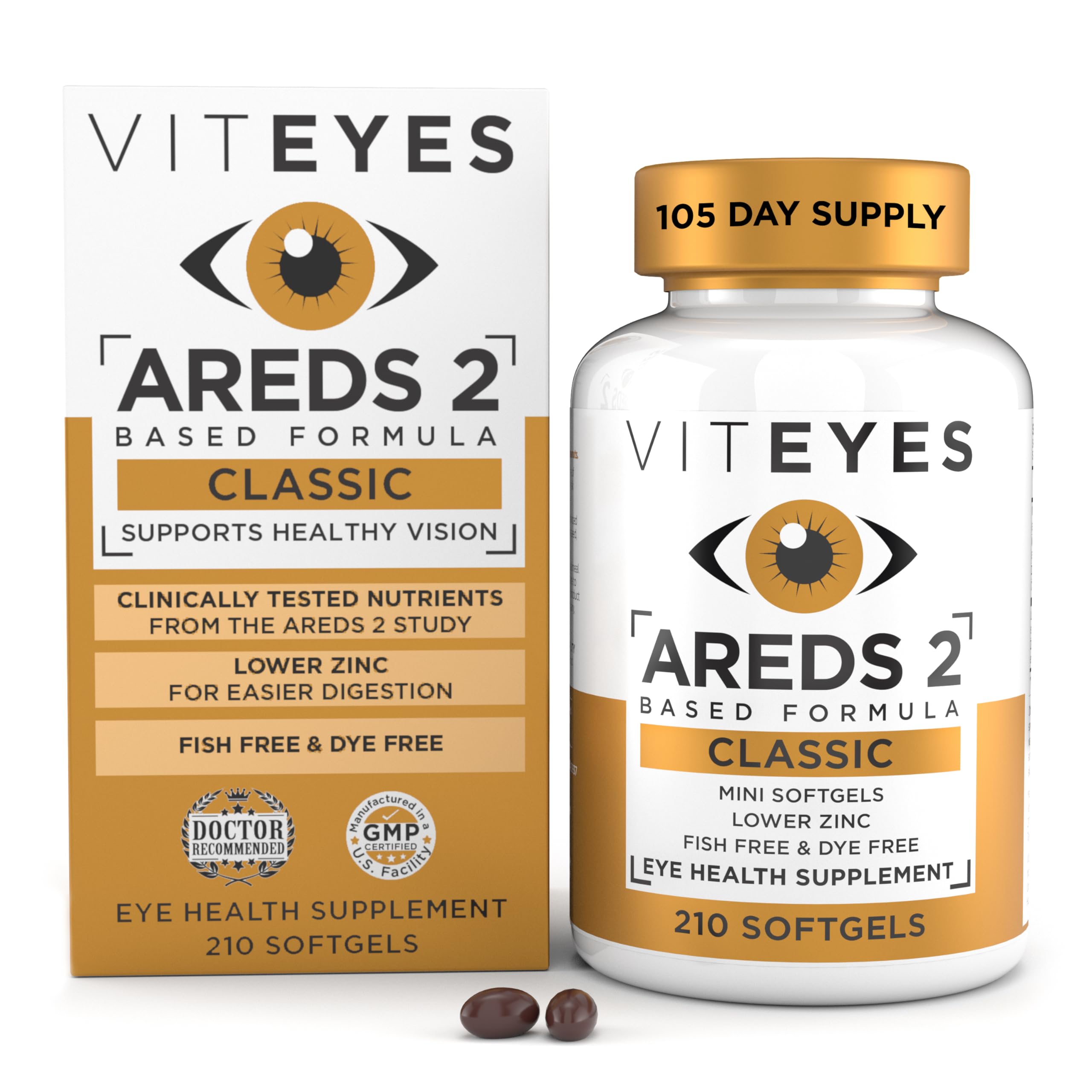Viteyes AREDS 2 classic softgels bottle for macular support and daily eye health