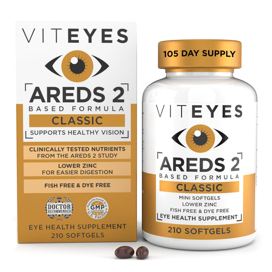 Viteyes AREDS 2 classic softgels bottle for macular support and daily eye health