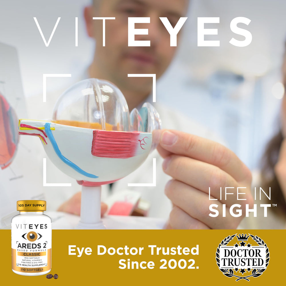 Viteyes AREDS 2 label graphic communicates key micronutrients for macula