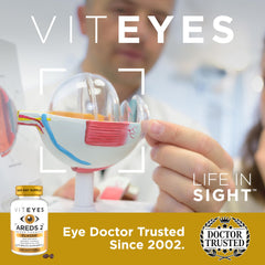 Viteyes AREDS 2 label graphic communicates key micronutrients for macula
