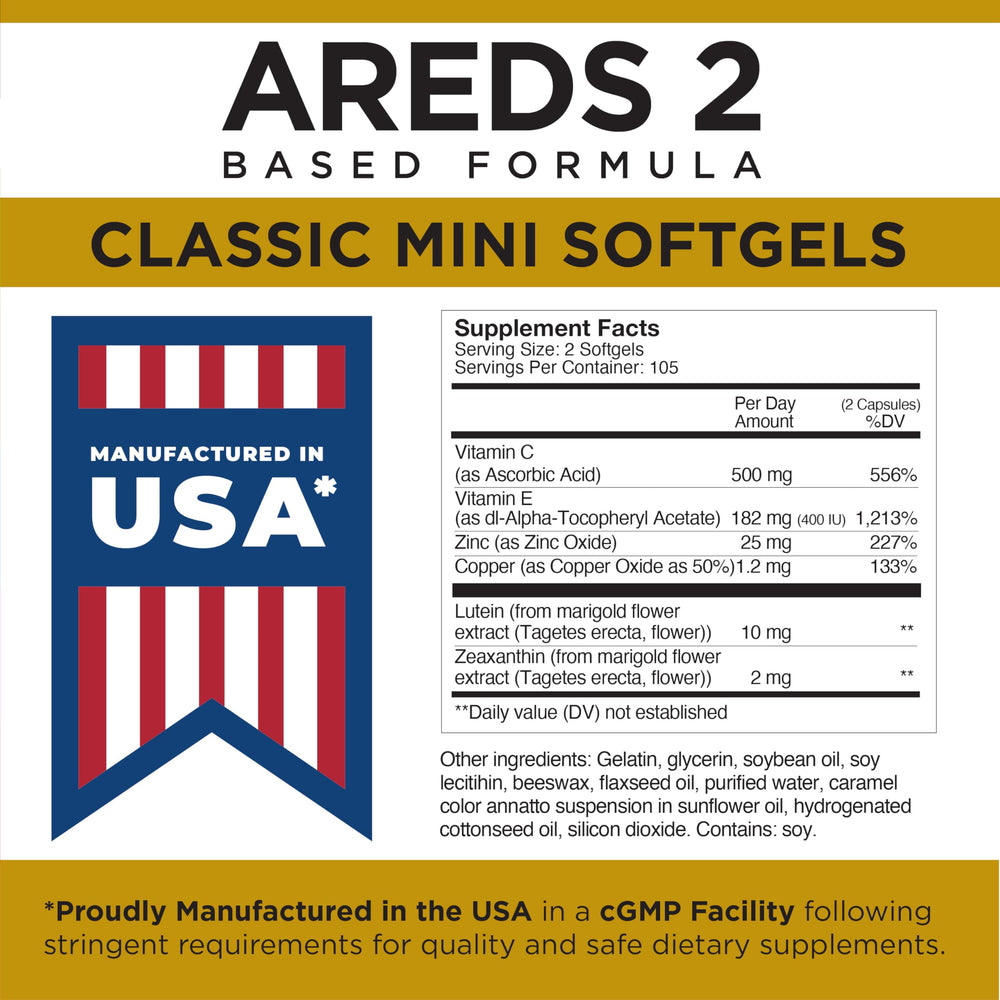 Viteyes AREDS 2 vitamins composition closeup shows C, E, zinc, and copper