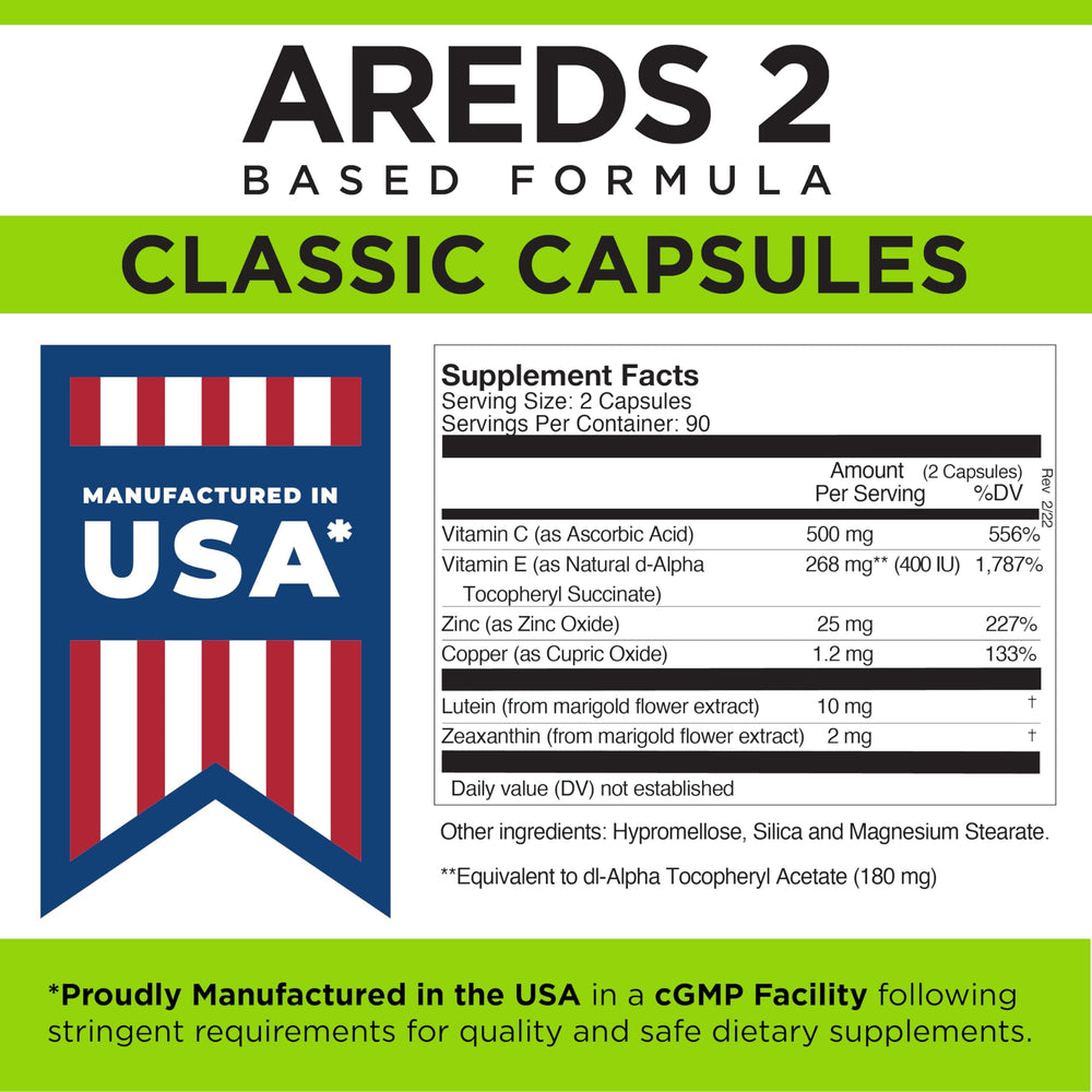Viteyes AREDS2 bottle with dosage guidance panel for routines