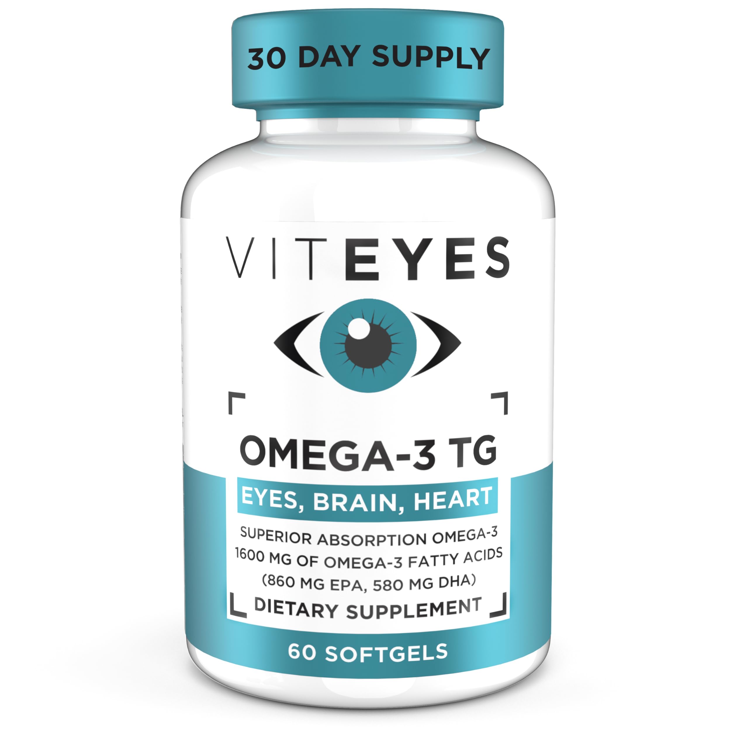 Viteyes Omega-3 TG bottle front highlighting branding for eye health support.
