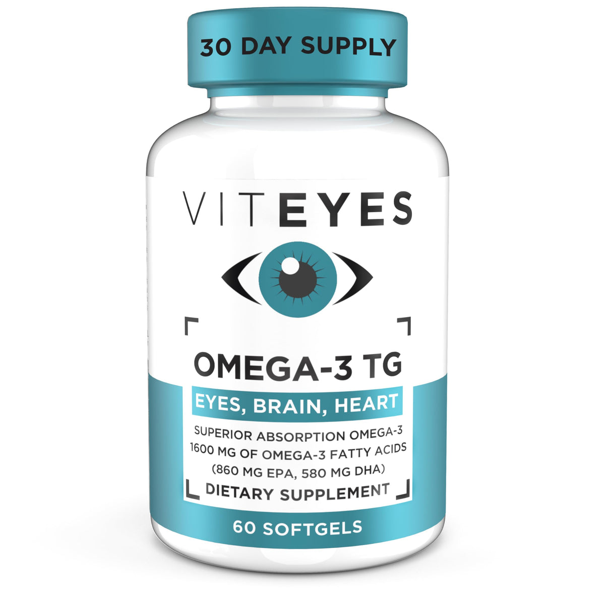 Viteyes Omega-3 TG bottle front highlighting branding for eye health support.