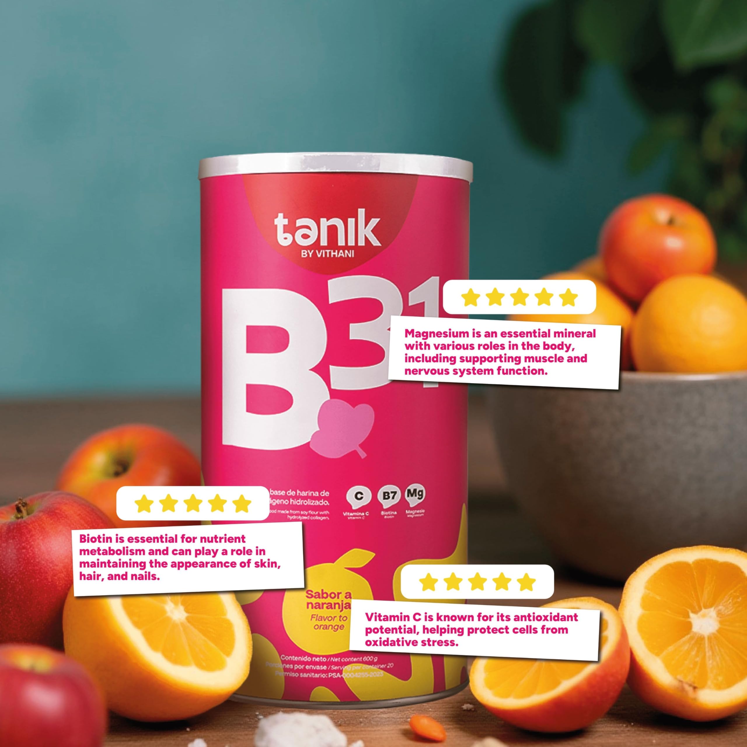 Vithani B31 powder dissolving in water for effortless daily supplementation.