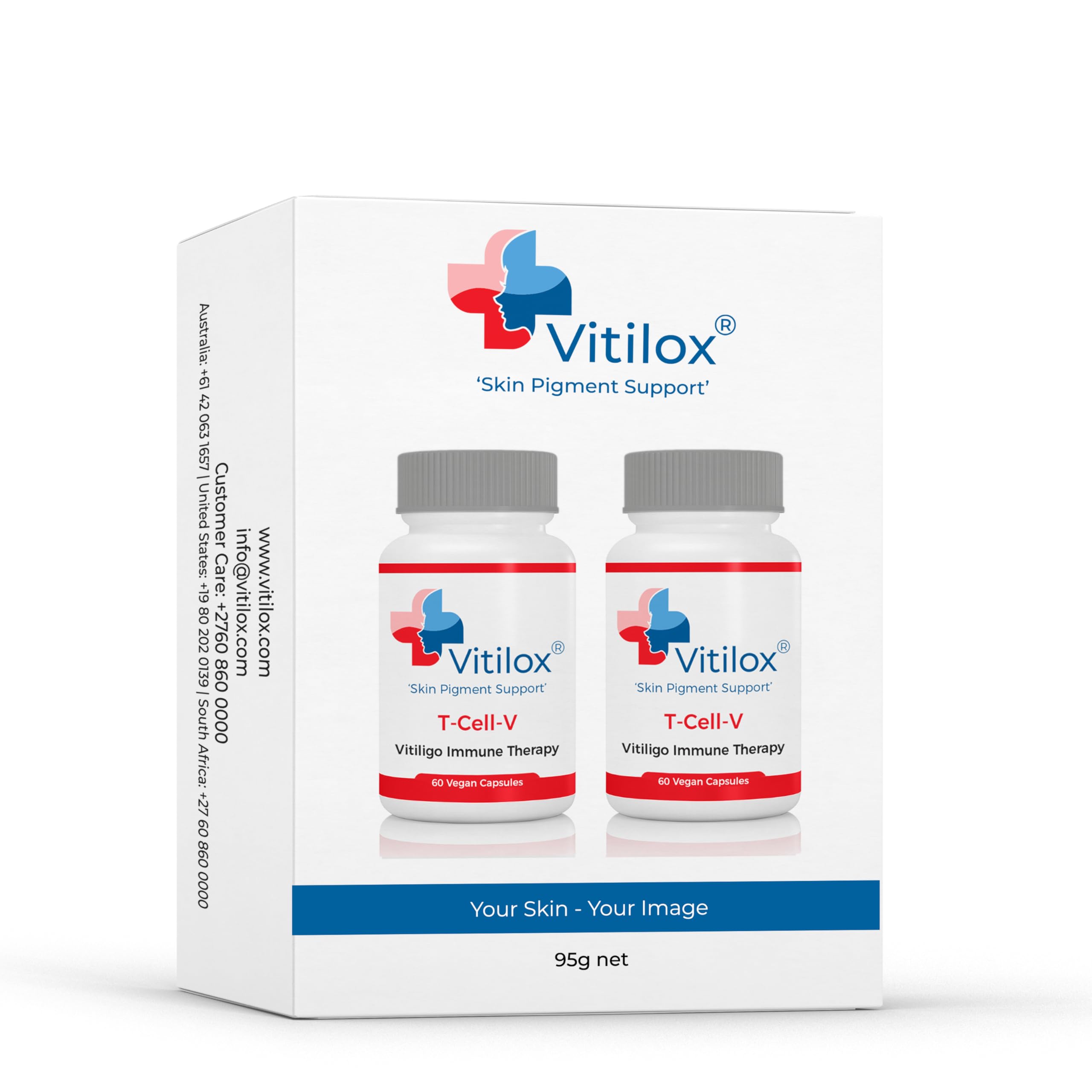 Pouring Vitilox T-Cell-V capsules demonstrates dosage ready for use