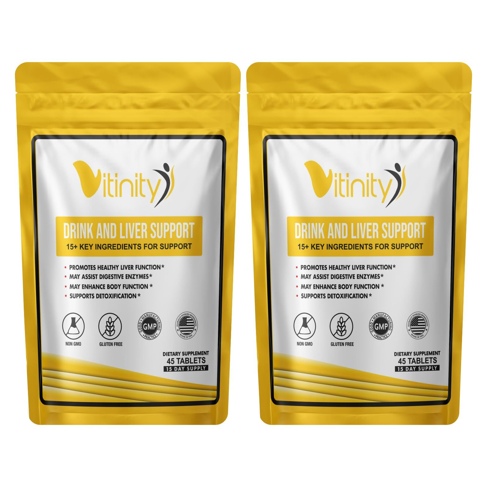 VITINITY Anti-Drink Liver Support bottle closeup for daily liver wellness.