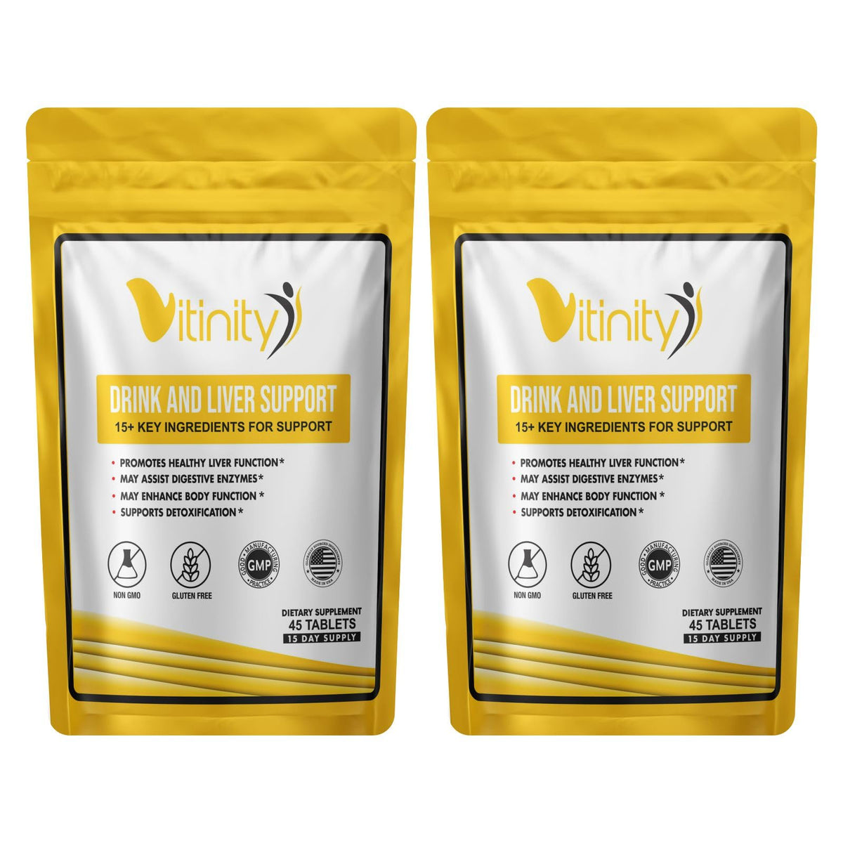 VITINITY Anti-Drink Liver Support bottle closeup for daily liver wellness.