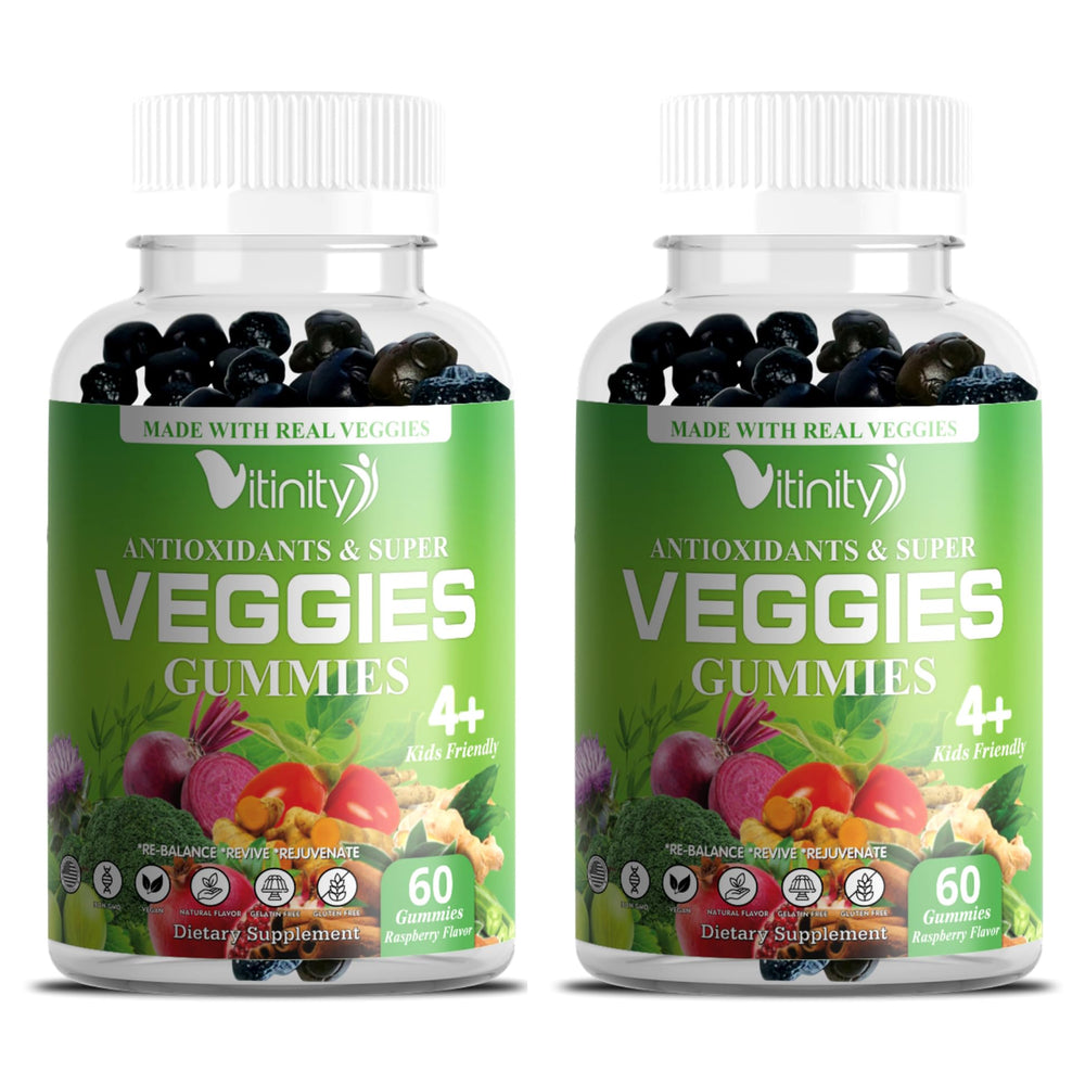 VITINITY Super Greens gummies bottle front for immune and energy support.