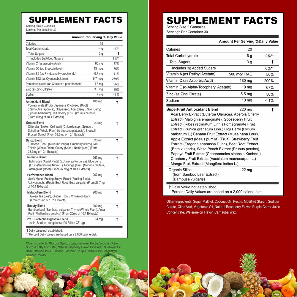 Vitinity veggie gummies bottle promotes plant-based nutrition with greens blend.