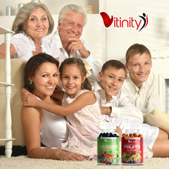 Vitinity veggie gummies serving scoop demonstrates easy daily dosage.