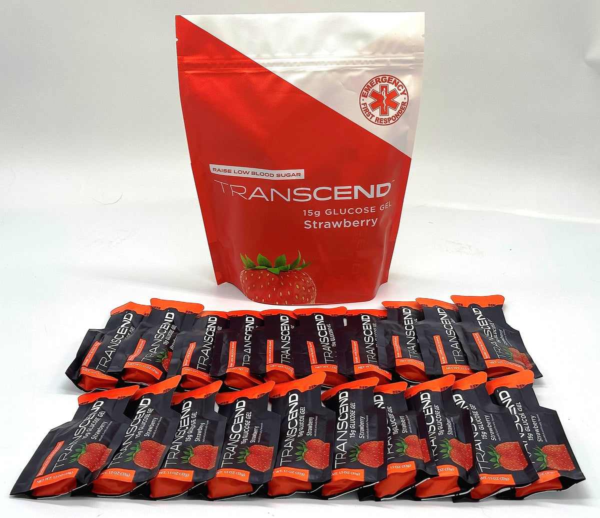 Vitonus strawberry glucose gels packaging shows a 20-pack, convenient energy on the go.