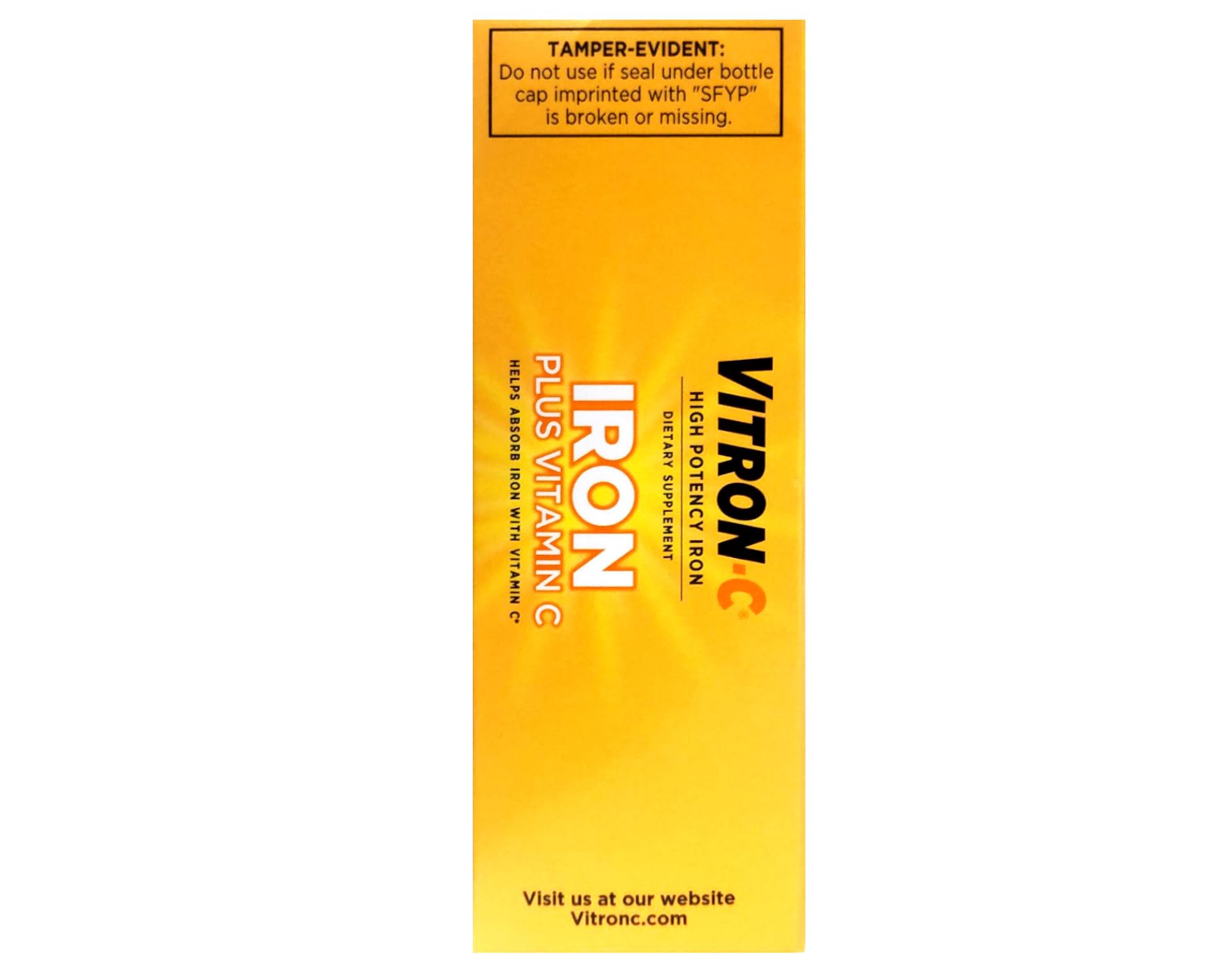 Vitron-C vegan gluten-free label indicating plant-based iron option