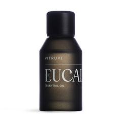 Vitruvi Eucalyptus essential oil bottle—front view, ready for diffuse aroma.