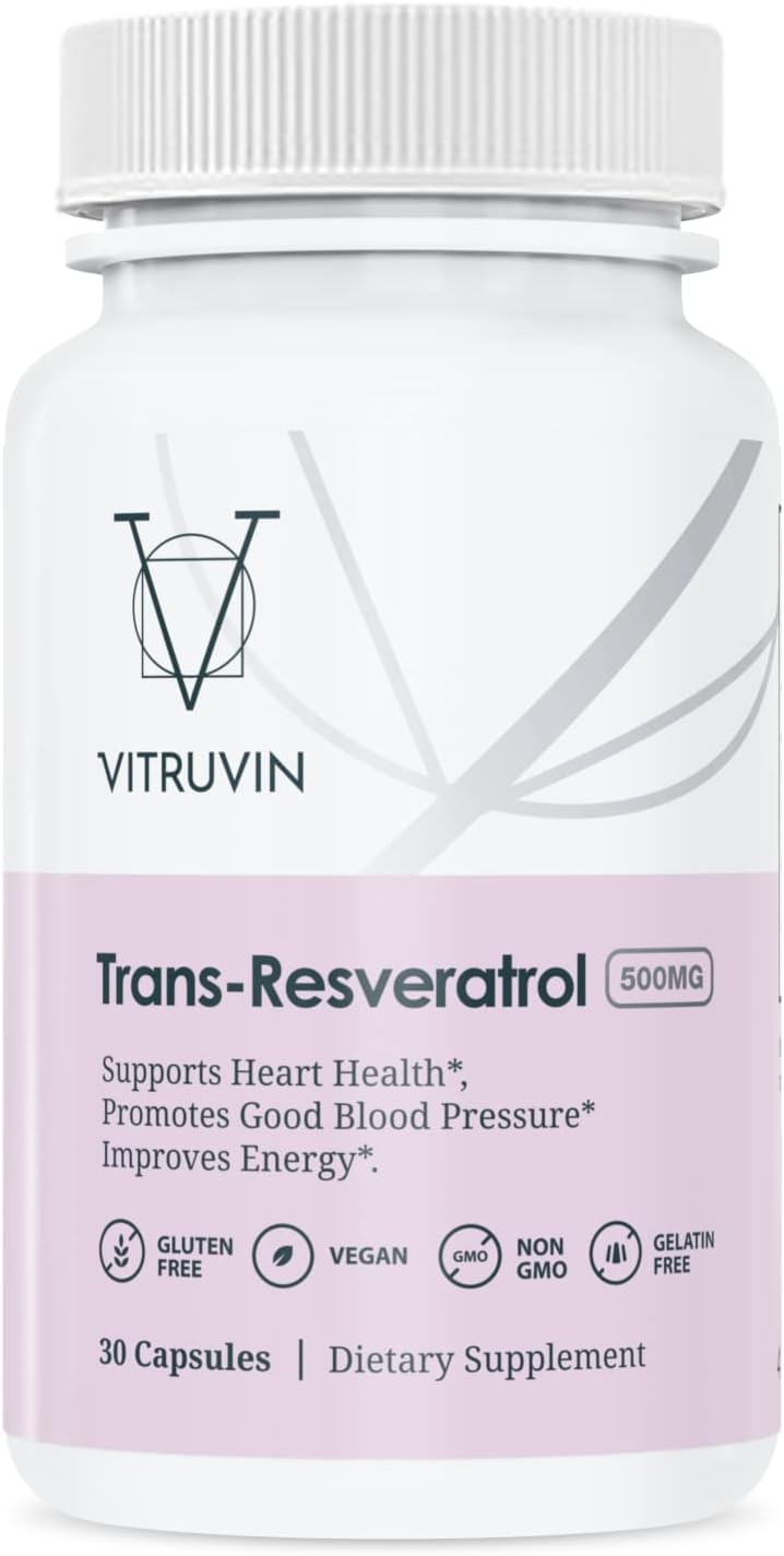 VITRUVIN Trans-Resveratrol packaging box visible with label details