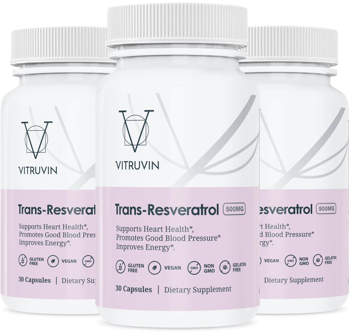 VITRUVIN Trans-Resveratrol bottle front view for daily wellness