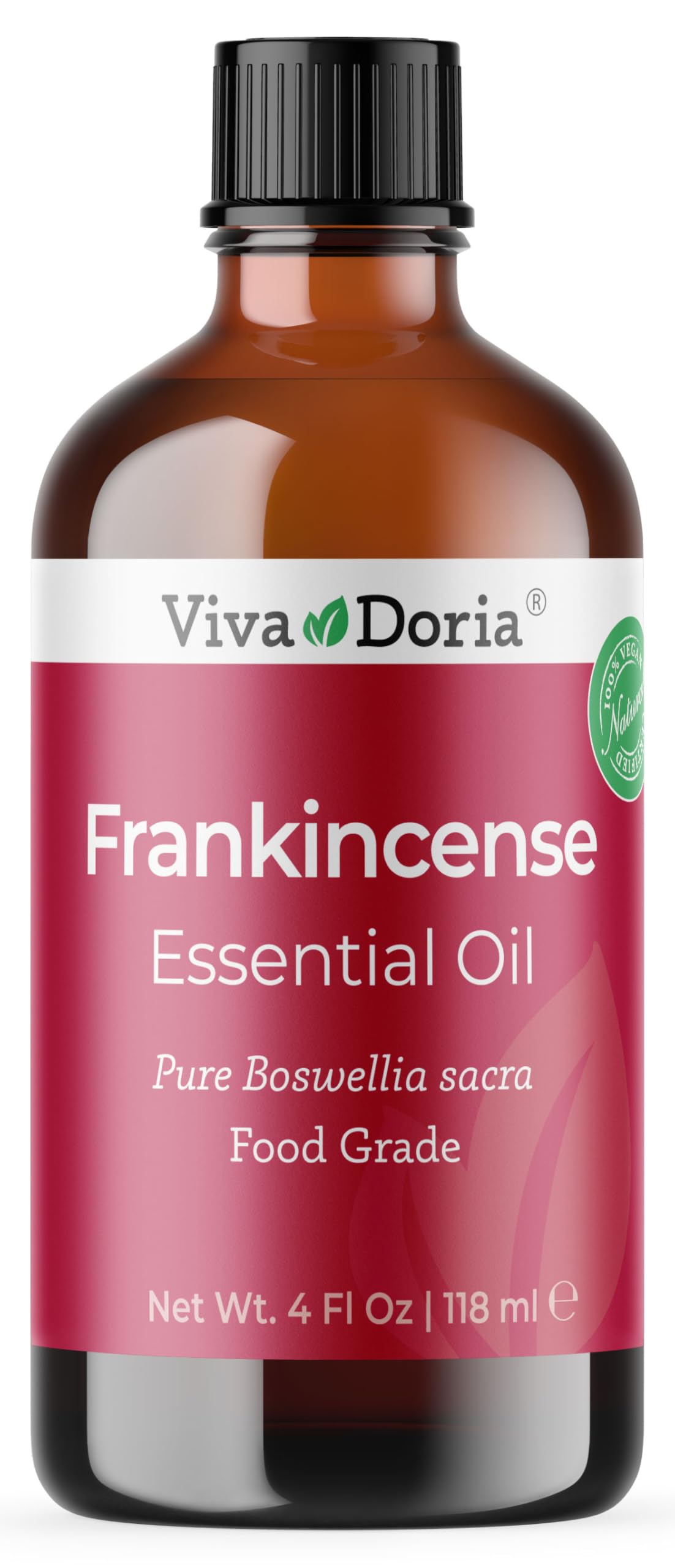 Viva Doria Frankincense oil bottle in amber glass preserving potency for aromatherapy