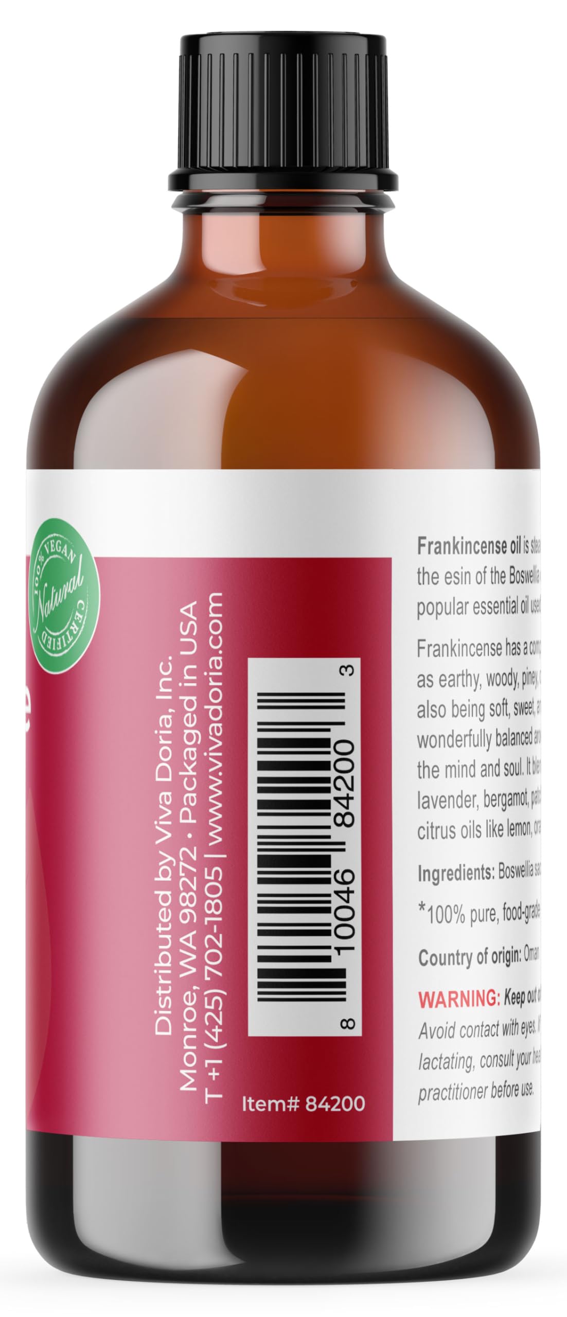 Viva Doria frankincense oil used in skin care with carrier oil