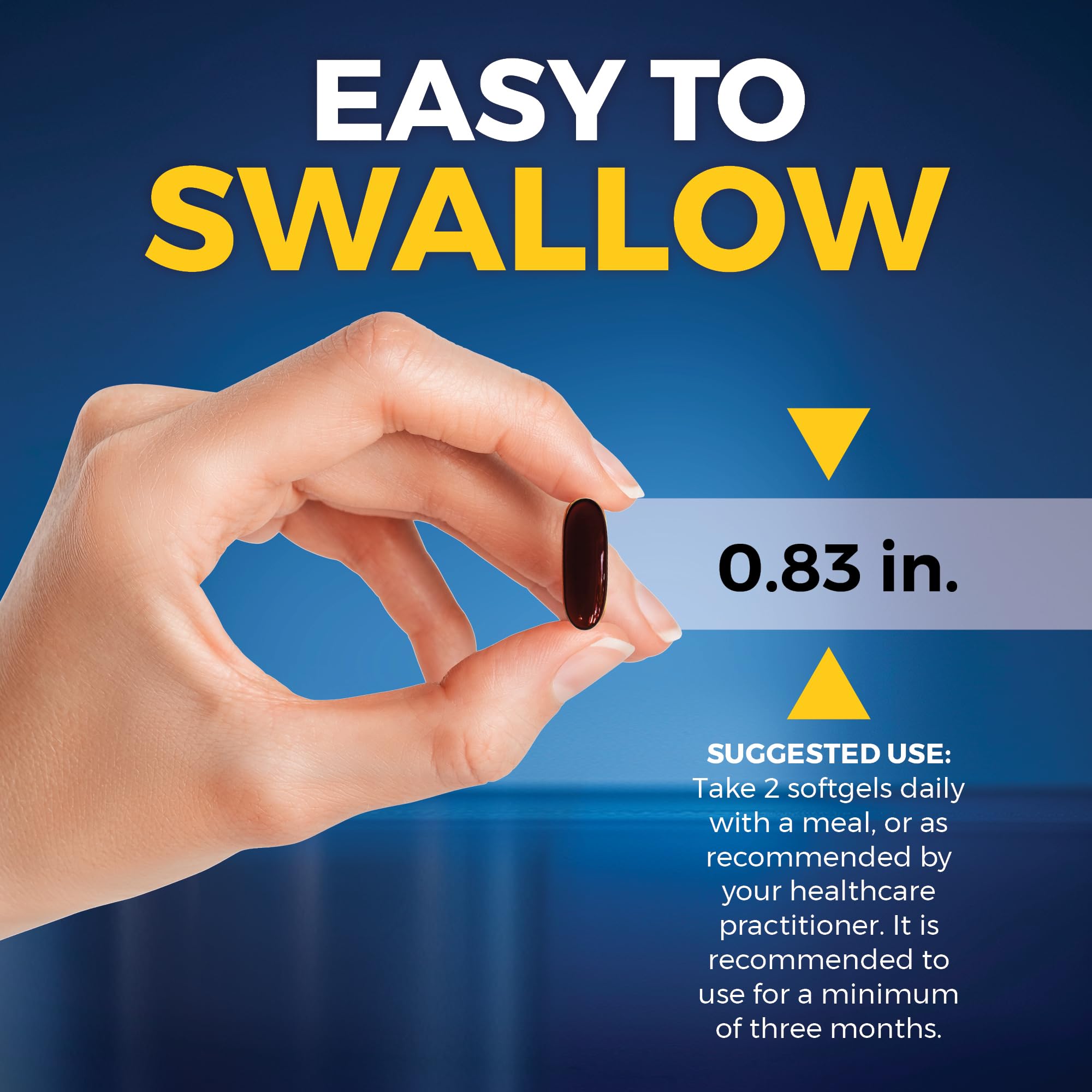 Viva Naturals softgels inside bottle for easy swallowing