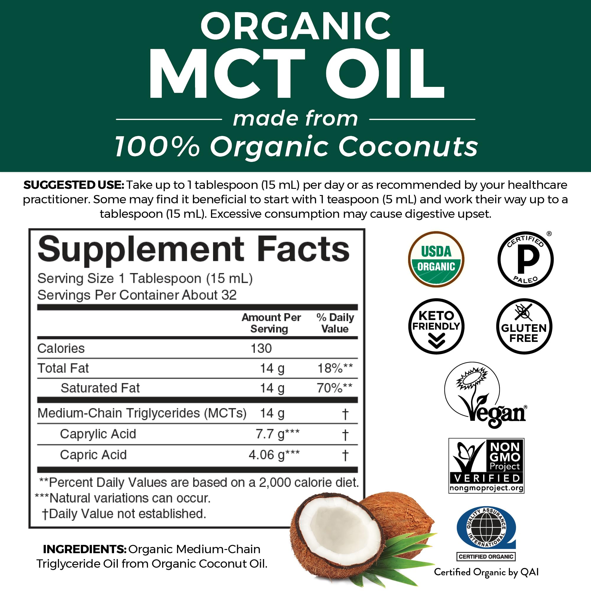 Viva Naturals MCT Oil origin label shows organic coconuts from Philippines