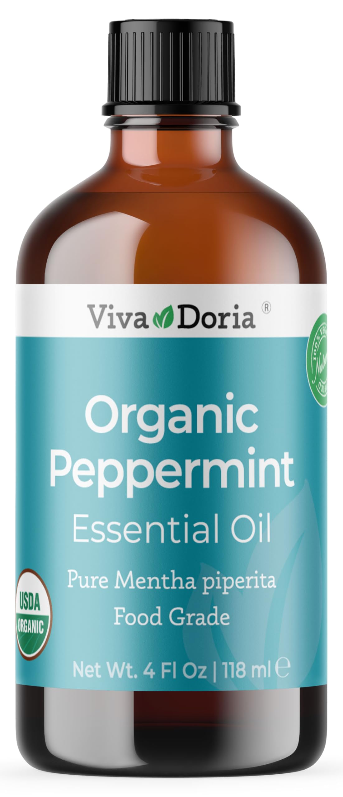 Viva Doria Peppermint Essential Oil bottle for precise drops and refreshing aroma