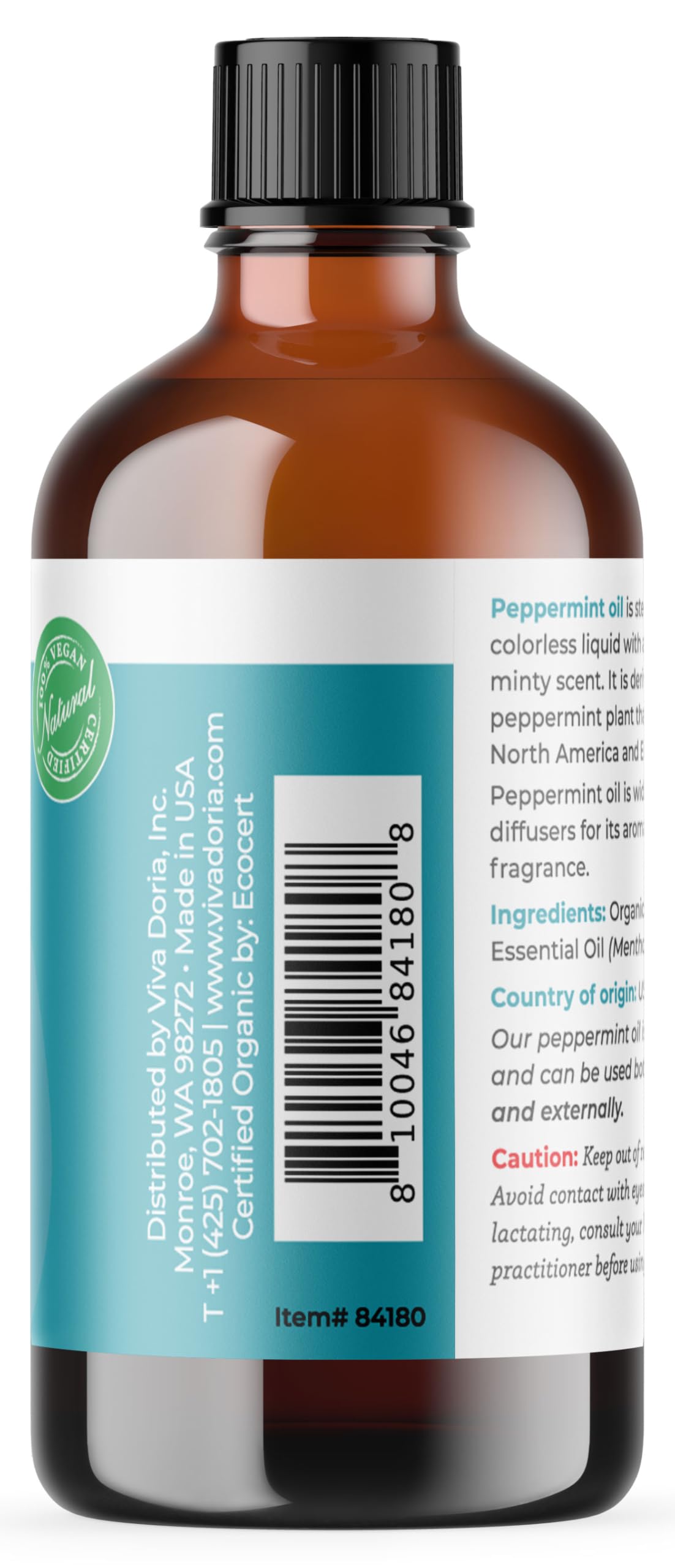 Viva Doria Peppermint Oil packaging guards potency and shelf life