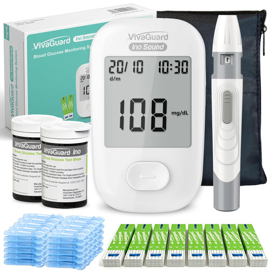 VivaGuard talking glucose meter front view with clear display for easy daily testing