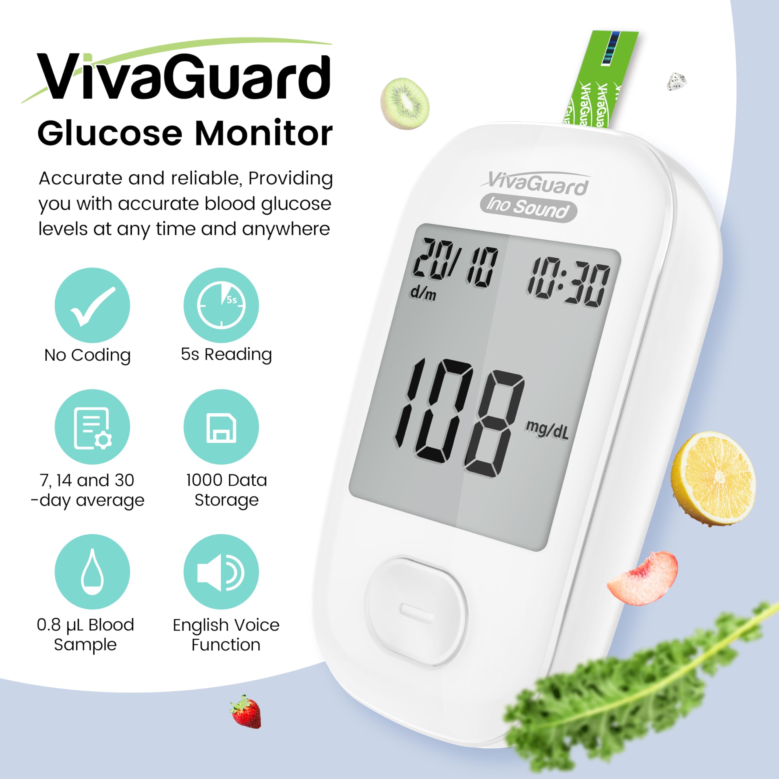 VivaGuard test strips pack of 100 for extended home monitoring