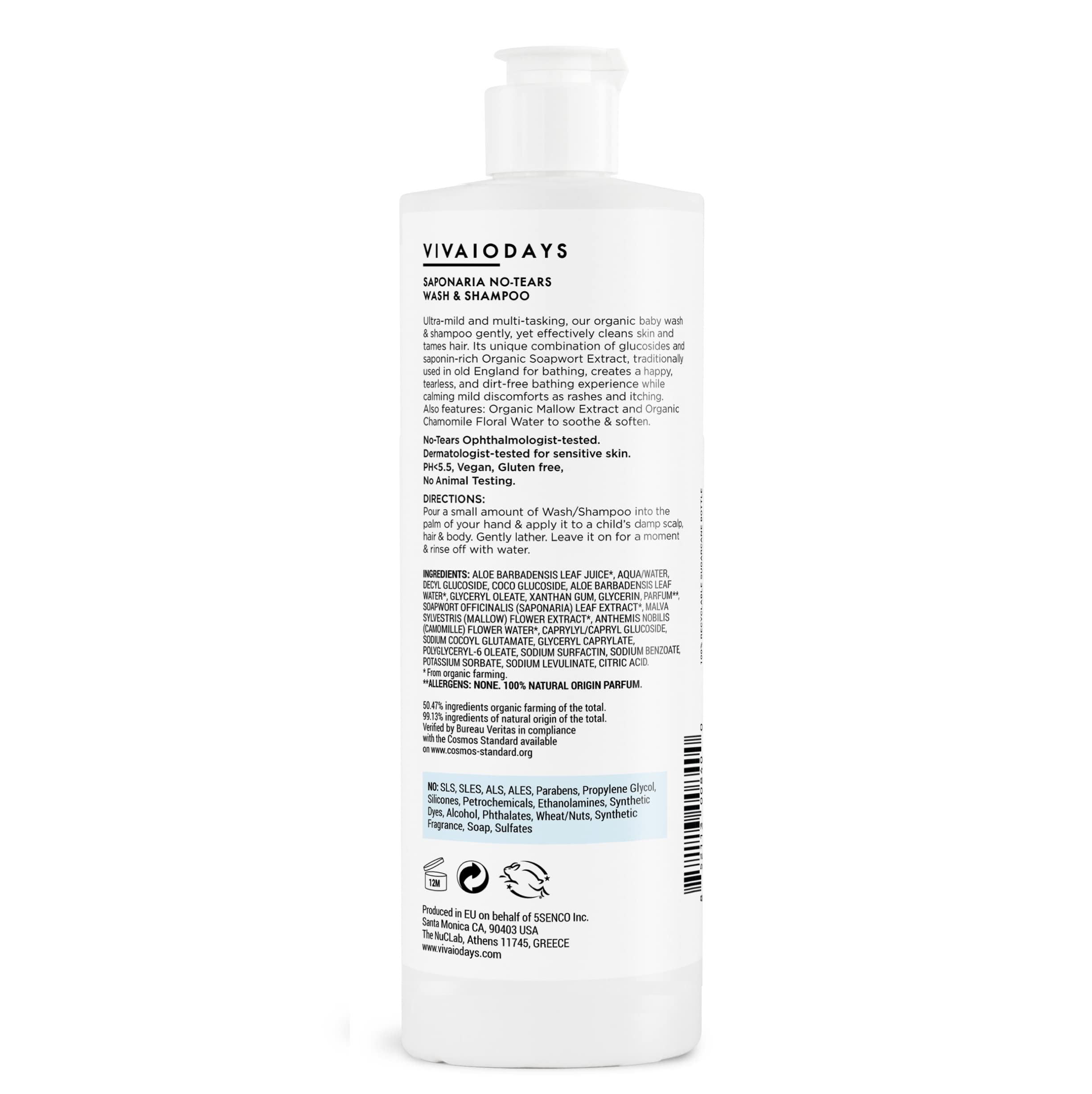 VIVAIODAYS Saponaria No-Tears Wash foam highlighting rich lather and easy rinse