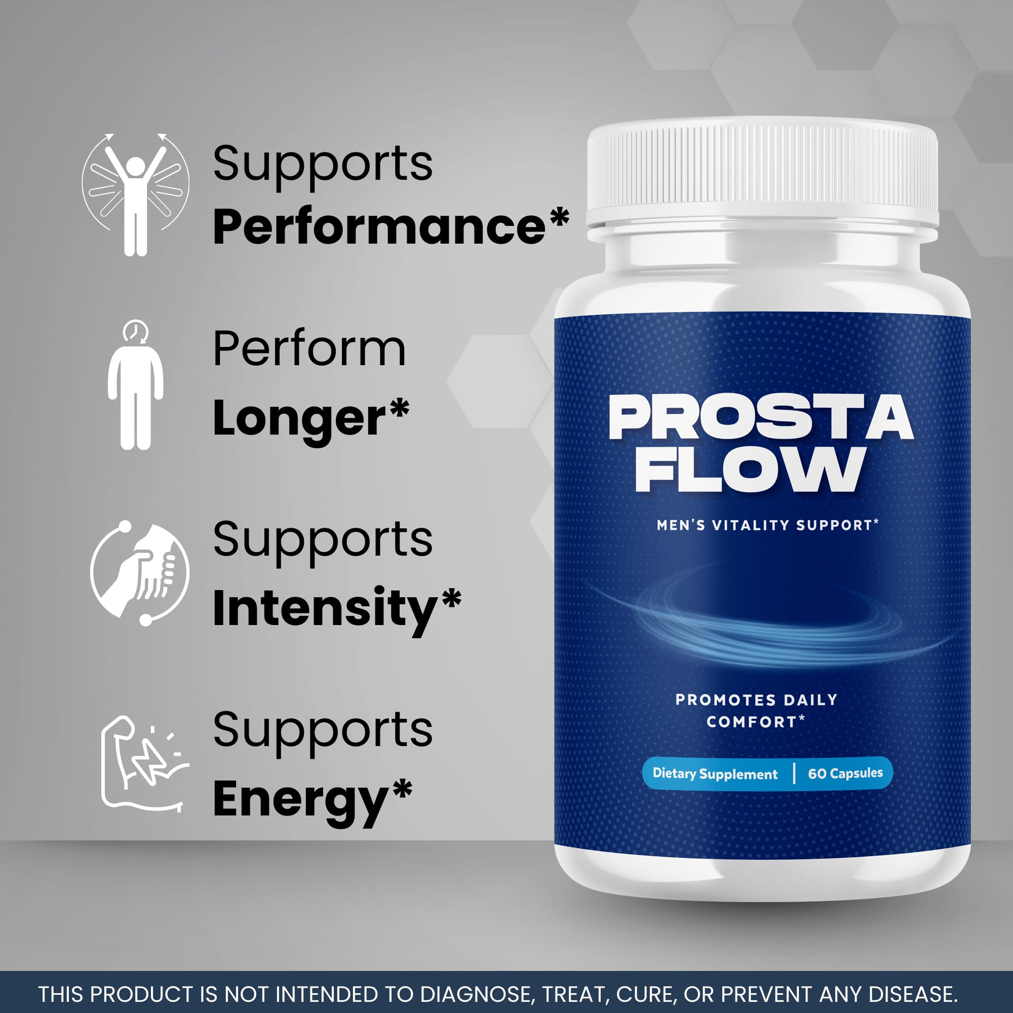 Close-up of ProstaFlow capsules showing natural ingredients supporting men's health.