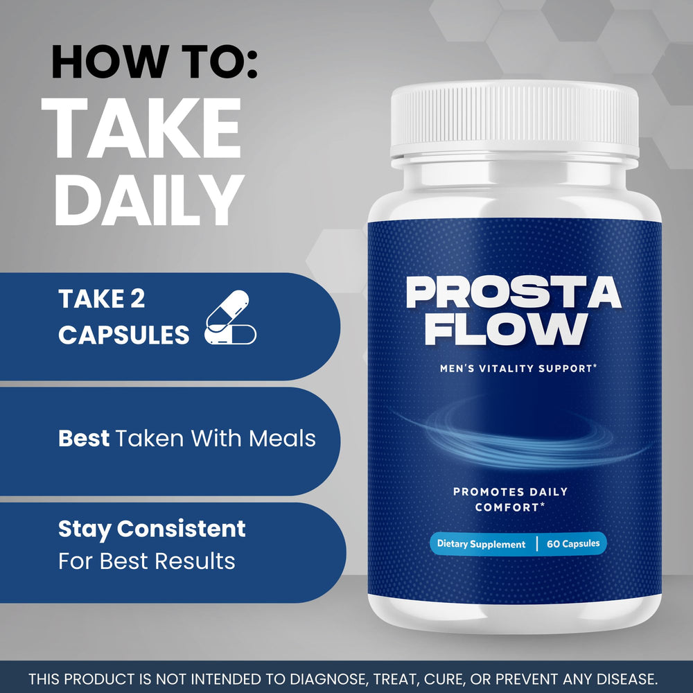 Close-up of VIVALIS ProstaFlow capsules showing natural ingredients