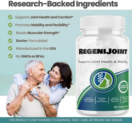 Closeup of RegeniJoint pills highlighting easy daily capsules.