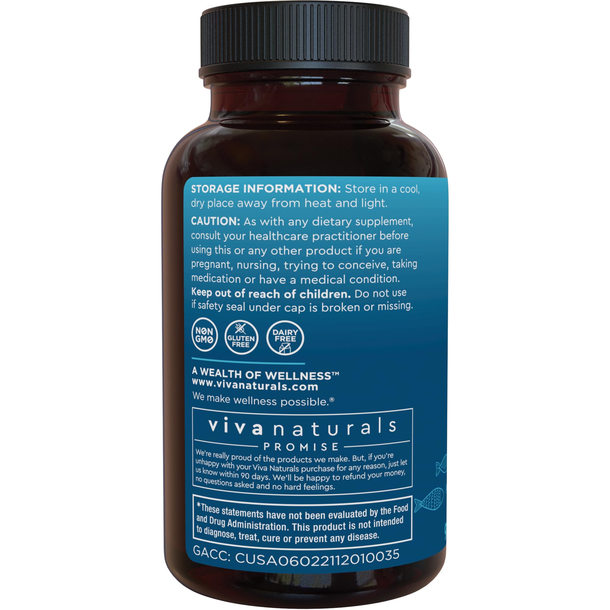 Viva Naturals 90 softgels per bottle illustrate convenient regimen.