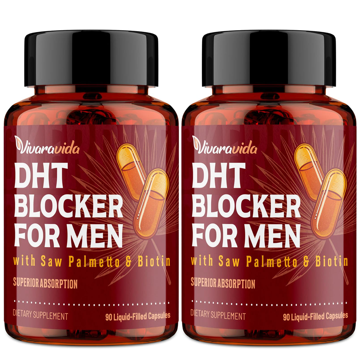 Vivaravida DHT Blocker bottle pour highlighting liquid-filled capsules for absorption
