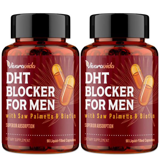 Vivaravida DHT Blocker bottle pour highlighting liquid-filled capsules for absorption