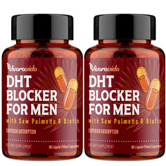 Vivaravida DHT Blocker bottle pour highlighting liquid-filled capsules for absorption