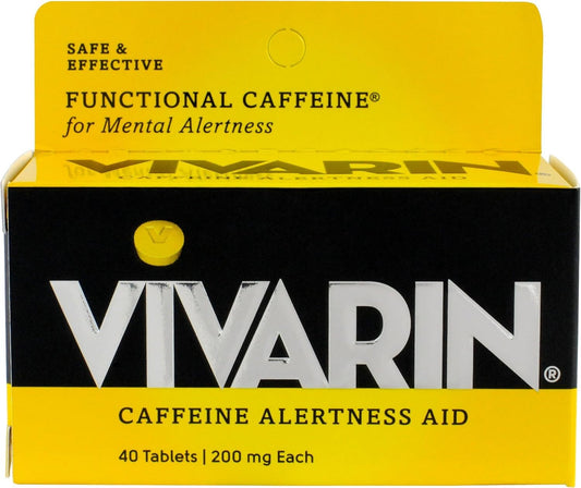 Vivarin alertness aid bottle front for a quick caffeine boost during work