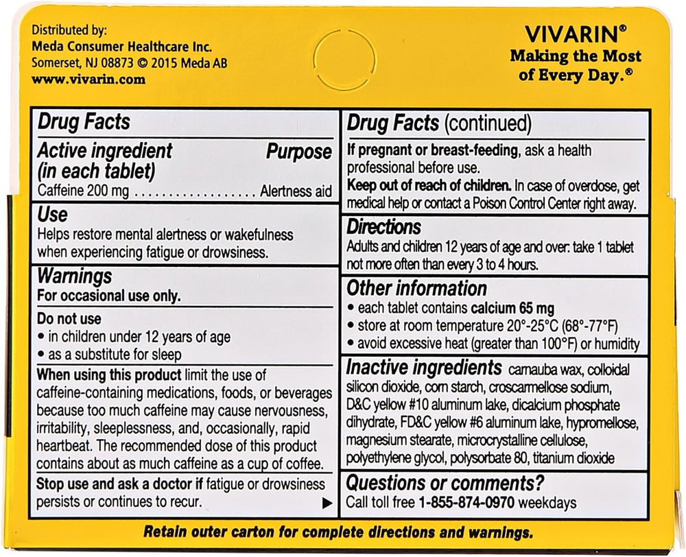 Vivarin alertness aid dispensing a tablet for a precise on-the-go dose