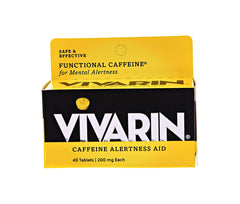 Vivarin alertness tablet close-up showing caffeine boost for quick focus