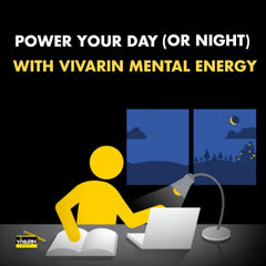 Vivarin tablet dissolving, illustrating fast-acting energy without sugar.