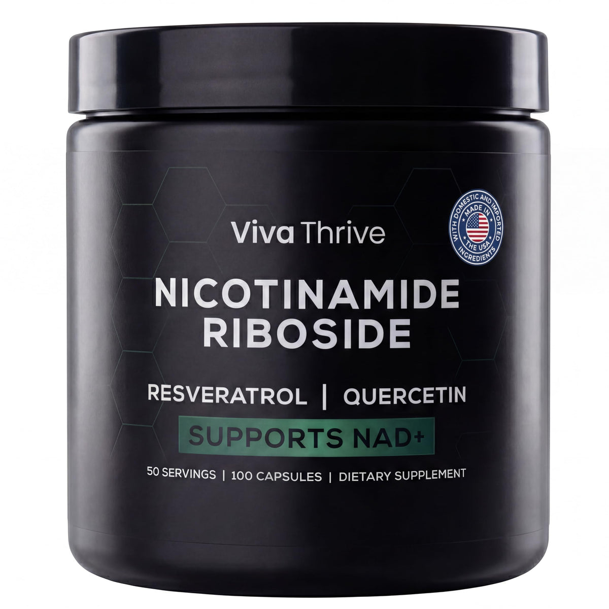 VivaThrive NAD+ Complex bottle front showing NR powered energy support