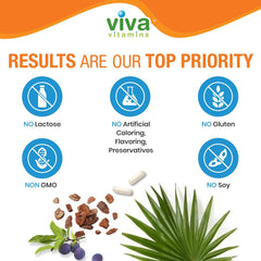 Viva Vitamins Prostate Health bottle back label details.