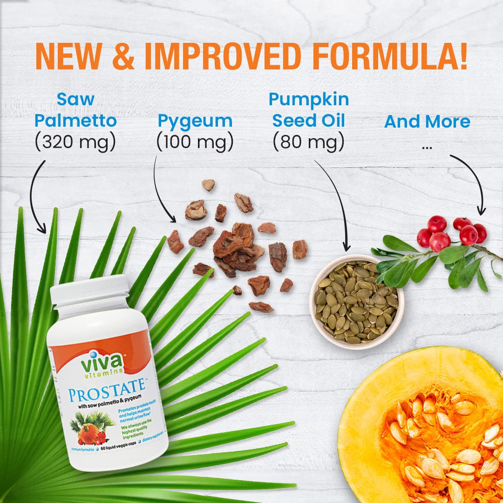 Viva Vitamins Prostate Health saw palmetto capsule for prostate wellness.
