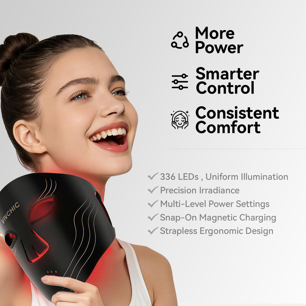 Vivchic mask worn with eye shields for relaxing sessions